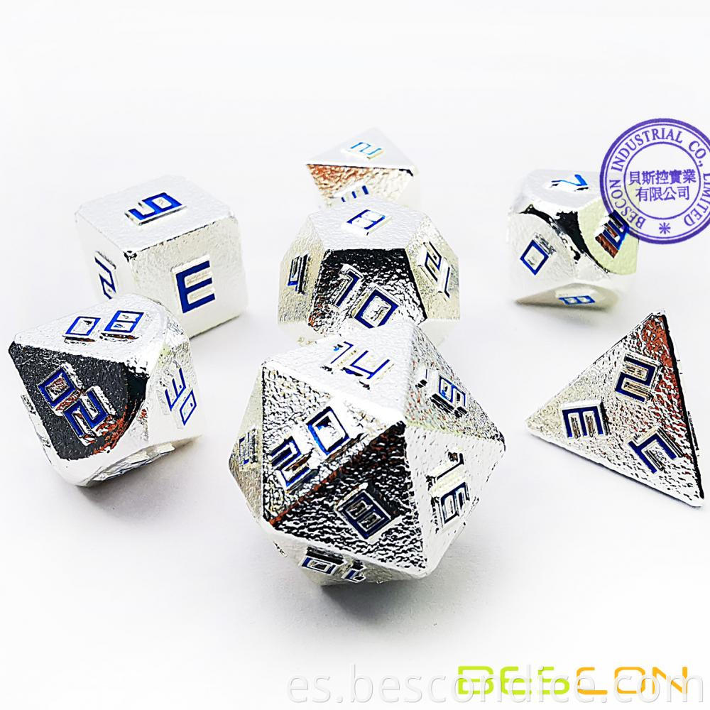 Shiny Silver Ore Lode Solid Metal Dice Set 1